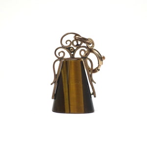 Antique Rose Rolled Gold Tiger&#39;s Eye Swivel Fob Pocket Watch Pendant