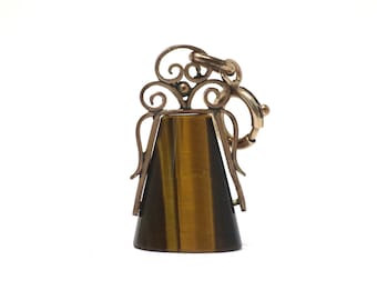 Antique Rose Rolled Gold Tiger's Eye Swivel Fob Pocket Watch Pendant