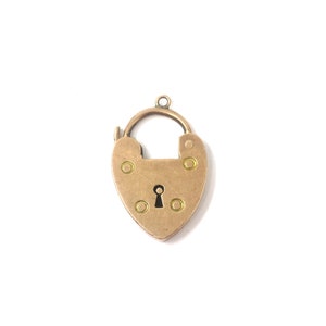 Antiguo eduardiano c1910 9ct Oro rosa en forma de corazón Candado Encanto o colgante