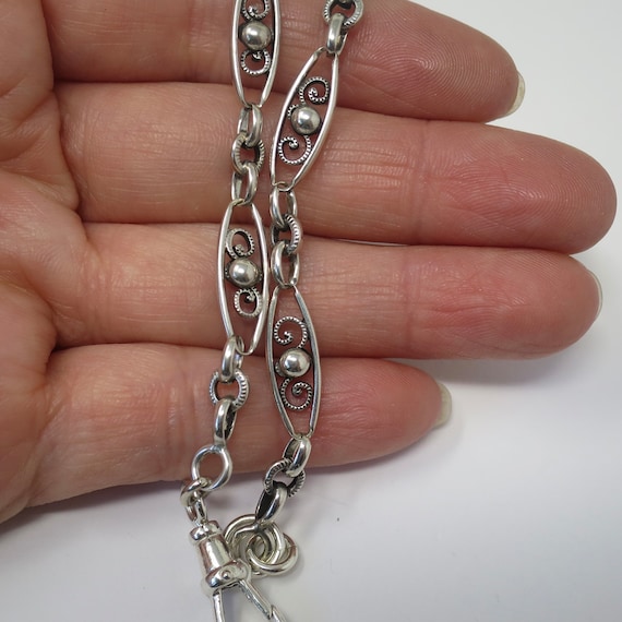 French Antique Silver Fancy Link Bracelet or exte… - image 2
