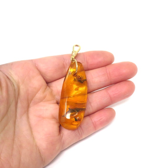 Vintage Genuine Amber Insect Plant Inclusion Pend… - image 6