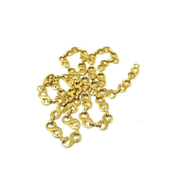 Vintage 1980s 18k Gold Plated S Link Chain Neckla… - image 1
