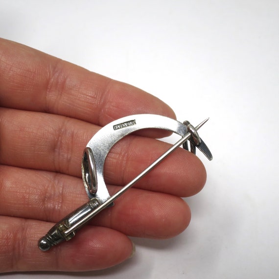 Rare Patented Victorian 1886 Silver Scythe Pin Br… - image 9