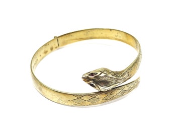 1975 Vintage Victorian Style Snake Serpent Ouroboros Hinged Bangle Bracelet