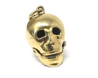 Vintage 1970's 9ct 9k Yellow Gold Skull Charm Hallmarked 1973