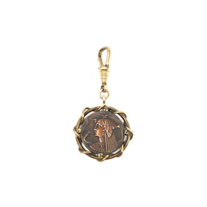 Vintage Egyptian Revival Cleopatra & Asp Rose Gold Gilt and Copper Pendant