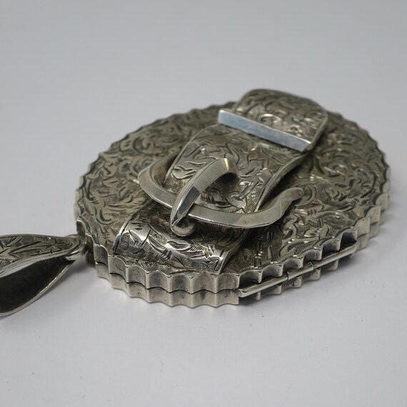 Antique Victorian Silver 3D Belt Buckle Engraved … - image 7