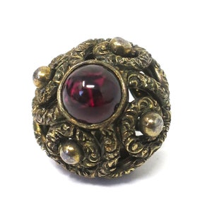 Antique Victorian Garnet Glass Gold Plated Sterling Silver Charm
