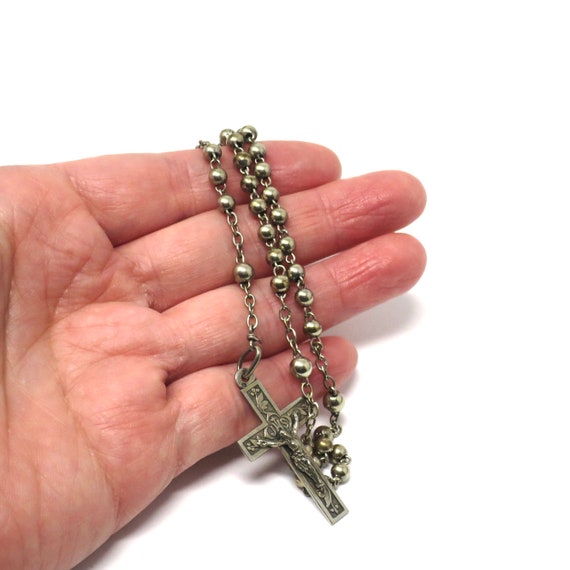 Antique Engraved French Continental Silver Rosary… - image 7