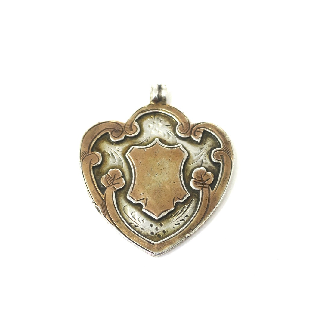 1920 Chester Sterling Silver & Rose Gold Gilt Cartouche Medal Shield ...