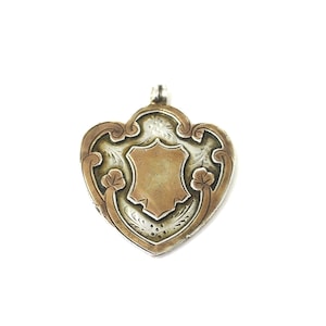 1920 Chester Sterling Silver & Rose Gold Gilt Cartouche Medal Shield Watch Fob Pendant