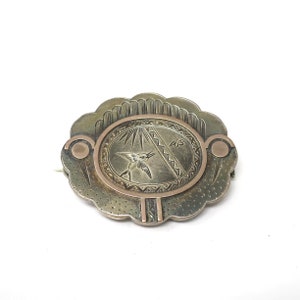 Antique Victorian Aesthetic Movement Sterling Silver Photo Bird Locket Brooch