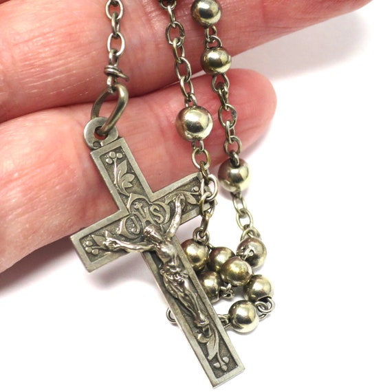 Antique Engraved French Continental Silver Rosary… - image 4