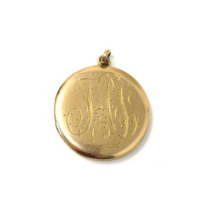 Victorian 14k Gold Filled Monogrammed Round Locket Pendant