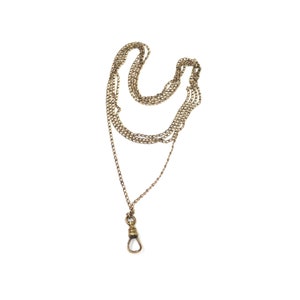 Antique Rose Gold Filled Cable Links Sautoir Muff Guard Chain Necklace, 49&quot; inches