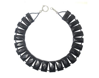 Antique Whitby Jet Necklace, Faceted Jet, Genuine Jet Necklace, Victorian Gothic
