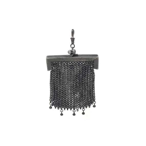 Antique Victorian Mourning French Gunmetal Mesh Co