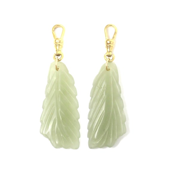 Vintage Double Sided Asian Natural Carved Jadeite… - image 1