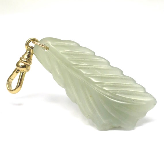 Vintage Double Sided Asian Natural Carved Jadeite… - image 5