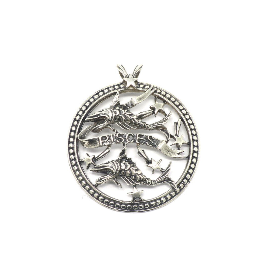 Vintage Large Beau© Sterling Silver Pisces Fish Zodiac Sign Pendant - Etsy