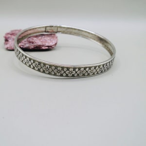 Vintage Sterling Silber Armreif mit Prägung, Floral, 8.7 Gramm