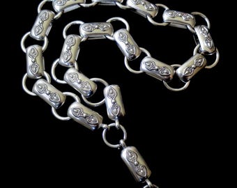 Antique Victorian Sterling Silver Book Chain Collar Necklace