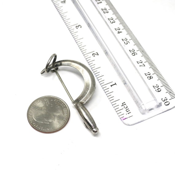 Rare Patented Victorian 1886 Silver Scythe Pin Br… - image 3