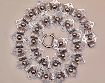 Antique Victorian Sterling Silver Book Chain Collar Necklace