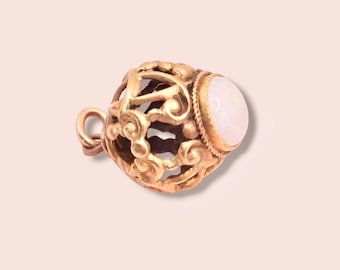 Antique Victorian Rare Antique Victorian Open-Work Opal "Cage" Micro-Charm