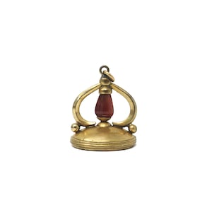 Antique Victorian Rose Gold Filled Red Glass Seal Pocket Watch Fob Pendant