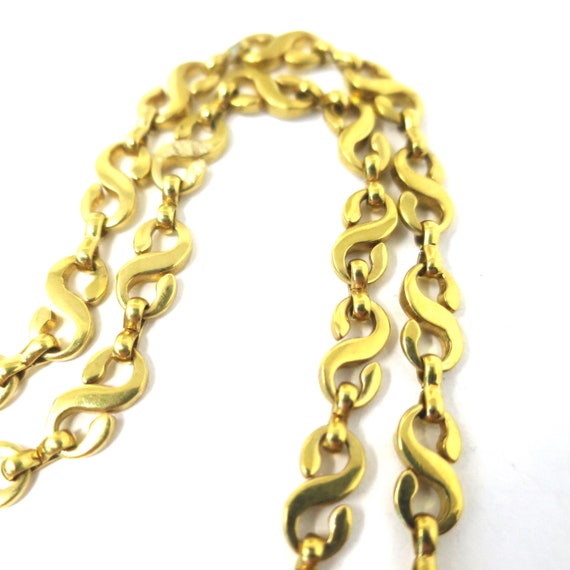Vintage 1980s 18k Gold Plated S Link Chain Neckla… - image 9