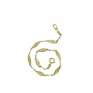 Antique French ORIA 18k Gold Plated Filigree Fancy Link Pocket Watch Chain as Necklace or Bracelet