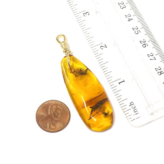 Vintage Genuine Amber Insect Plant Inclusion Pend… - image 9