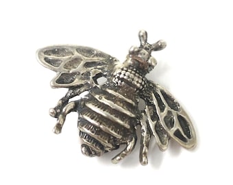 Vintage 3D Silver Bumblebee Pin Brooch