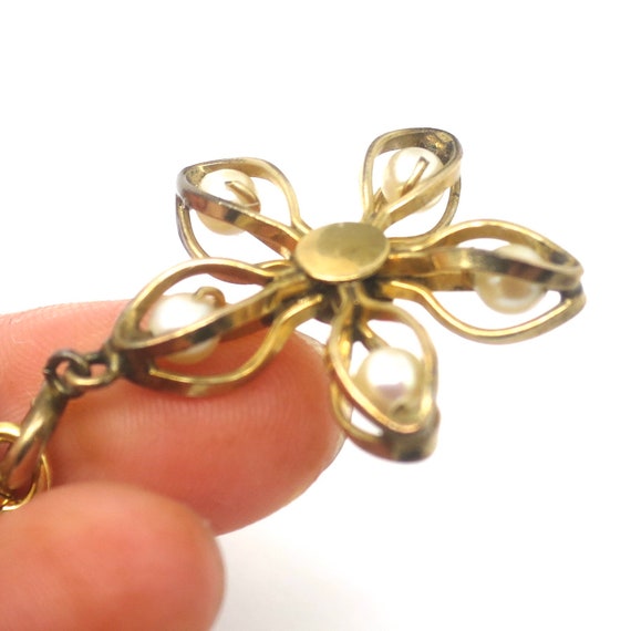Antique Victorian Rolled Gold Seed Pearl Flower P… - image 3
