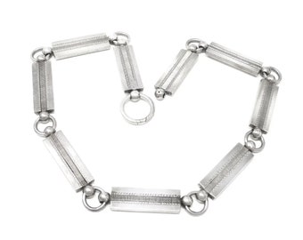1877 Antique Victorian 2 Sided Sterling Silver Rectangular Links Collar Choker Necklace