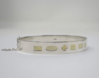 1999 Vintage Birmingham Hallmarked Sterling Silver Oval Hinged Bangle Bracelet