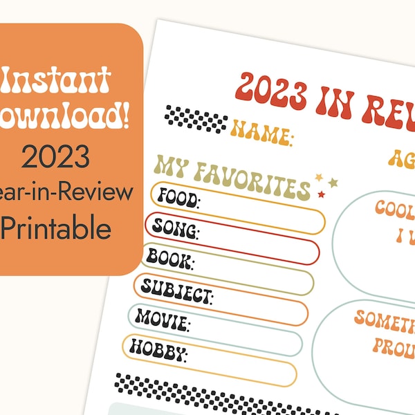 My Year-in-Review Printable 2023 | Instant Download | Family Activity | Kids Journaling | New Year | Make Memories | Journal Page