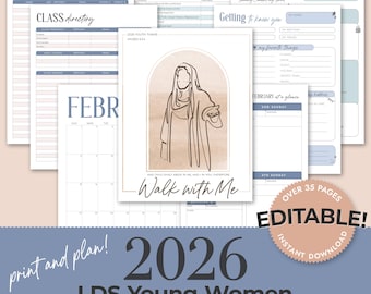 2026 LDS Young Women Leadership Planner – "Walk With Me" Theme (Instant Download)