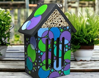 OOAK Butterfly House. Wood Insect Hotel. Butterfly House. Bee Hive. Insect House. Bee House. Hand Painted Insect House.