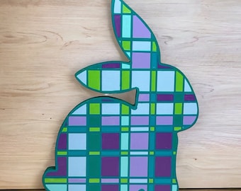 OOAK Wooden Easter Rabbit. 10" Original handmade painted bunny rabbit.