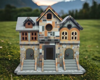 CUSTOM Birdhouse. Unique Custom Birdhouse. Cobblestone Brownstone Birdhouse.