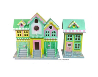 SET Miniature Houses, Hand Painted, OOAK.