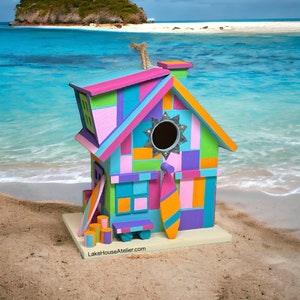 Lifeguard Station. Rescue Station. Beach Lifeguard. Lifeguard Tower OOAK. Miami Dolphins Birdhouse. Pink/blue/green