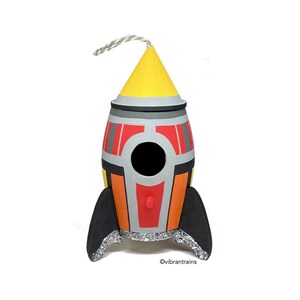 Custom Painted Rocket Ship. Geometric Space Ship. Space Theme Party Favor. Space Ship Toy. B