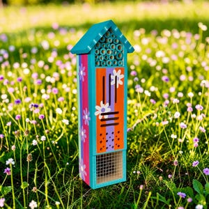 Personalized Hand Painted Insect Condo: Bee, Ladybug Home, Pollinator Palace, Butterfly House.