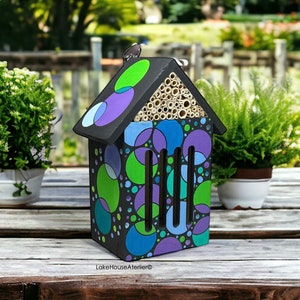 OOAK Butterfly House. Wood Insect Hotel. Butterfly House. Bee Hive. Insect House. Bee House. Hand Painted Insect House. image 4