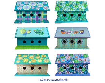 Large Birdhouses, Hand Painted, OOAK. Original Design Wooden Birdhouse. Handmade Birdhouse.