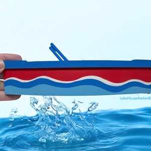 OOAK Hand Painted Wood Boat. Painted Canoe. Custom Duck Boat, Skiff, Kayak, Paddle Boat. Handmade Painted Boat Replica.