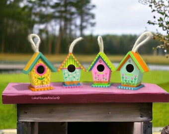OOAK Mini Birdhouses. SET Mini Birdhouse Favors. Mini Birdhouse Ornaments.